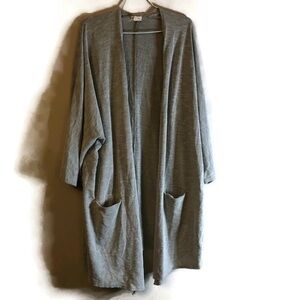 DONNI Open Front Ribbed Knit Cardigan Sweater Long Sleeve Gray Plus size OSFM